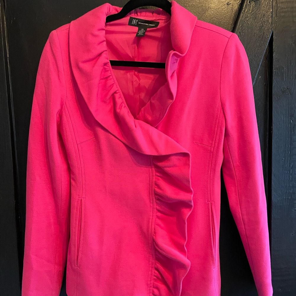 Hot pink dress jacket. Medium weight.